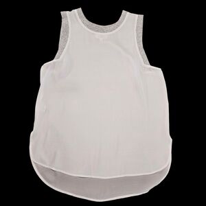 Lou & Grey Sheer Sleeveless White and Gray Women's Tank Top